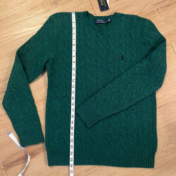NWOT Polo Ralph Lauren Men's Cable Knit Cashmere Sweater Green Size - S